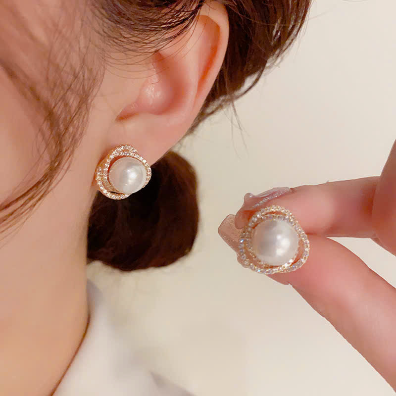 Bông tai NGỌC viền xoắn đá zircon xi vàng pha cao cấp, sát tai sang trọng B2751