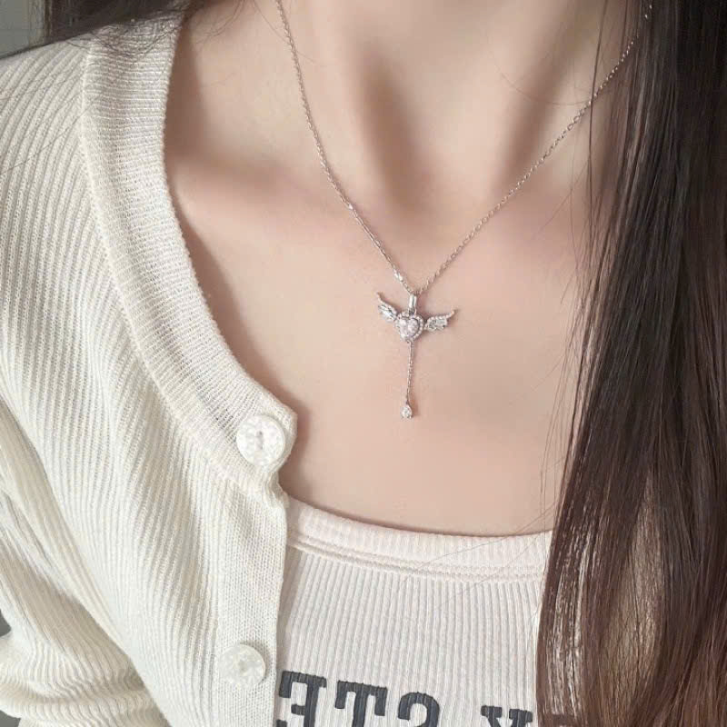 Dây chuyền TRÁI TIM thiên thần giot nước cao cấp đá zircon xi bạc 925 B2734