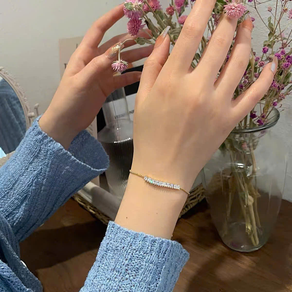 Lắc tay mặc ĐÁ zircon RÚT freesize cao cấp AT03753