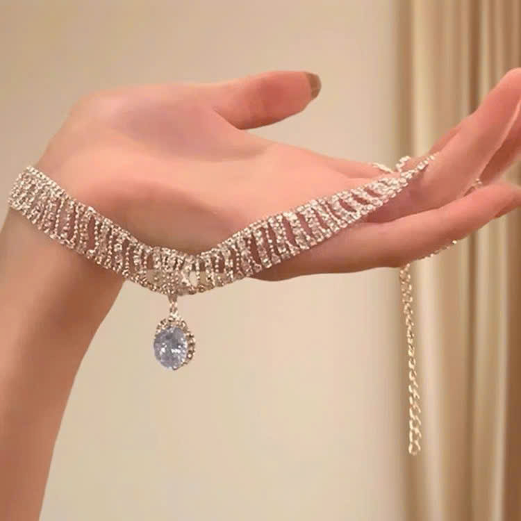 Chocker vòng cổ giọt ĐÁ FULL bản đá TRẮNG cao cấp, thiết kế sang trong AV05743