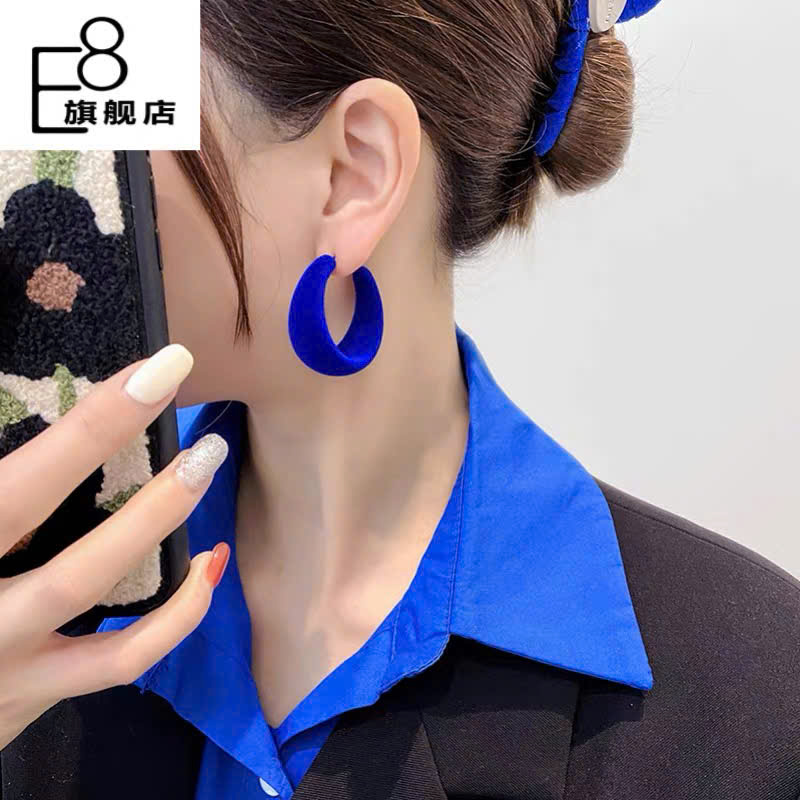 Bông tai XANH COban chất Nhung SIÊU ĐẸP thời trang màu sắc tươi mới AB03624