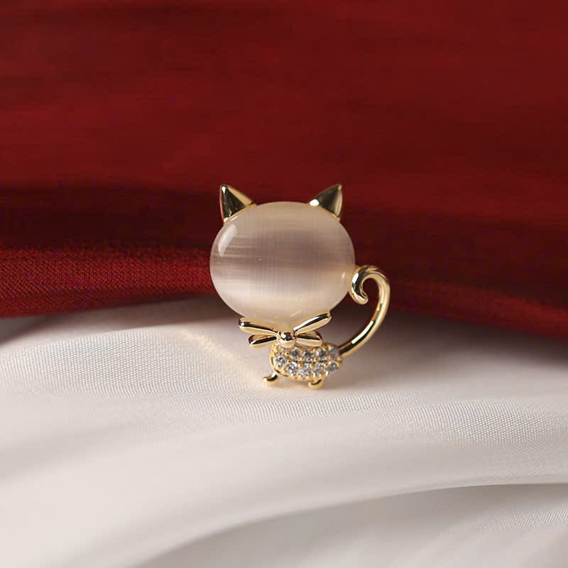 Pin cài áo MÈO đá mắt mèo XI VÀNG PHA cao cấp chất sáng đẹp tỉ mỉ AC03859