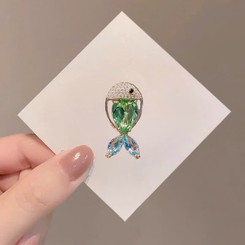 Cài áo CON CÁ XANH lá độc đáo đá đẹp AC03019