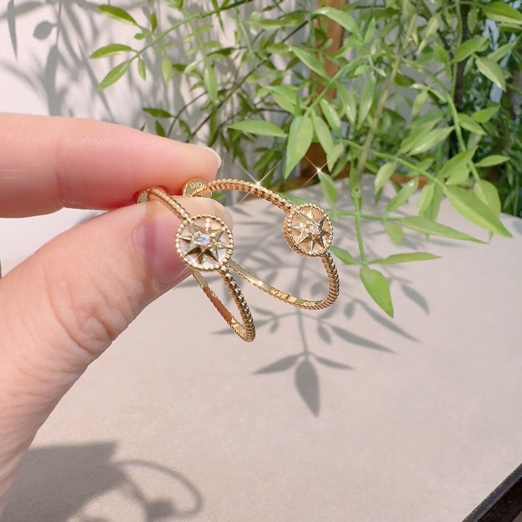 Bông tai tròn logo màu VÀNG GOLD cao cấp mã VIP ĐK 2.5cm size chuẩn B2861