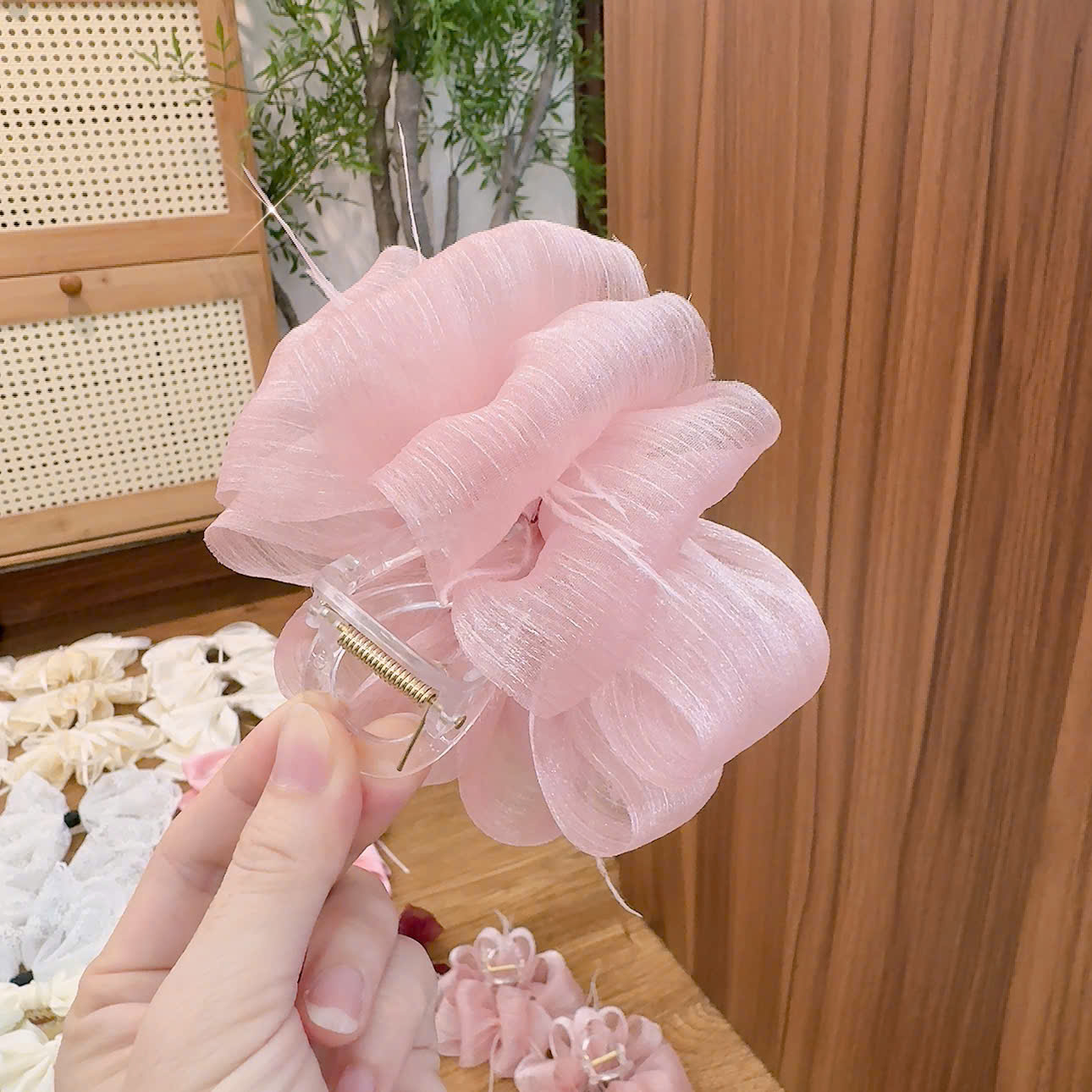 Kẹp gắp HOA NƠ HỒNG B2913