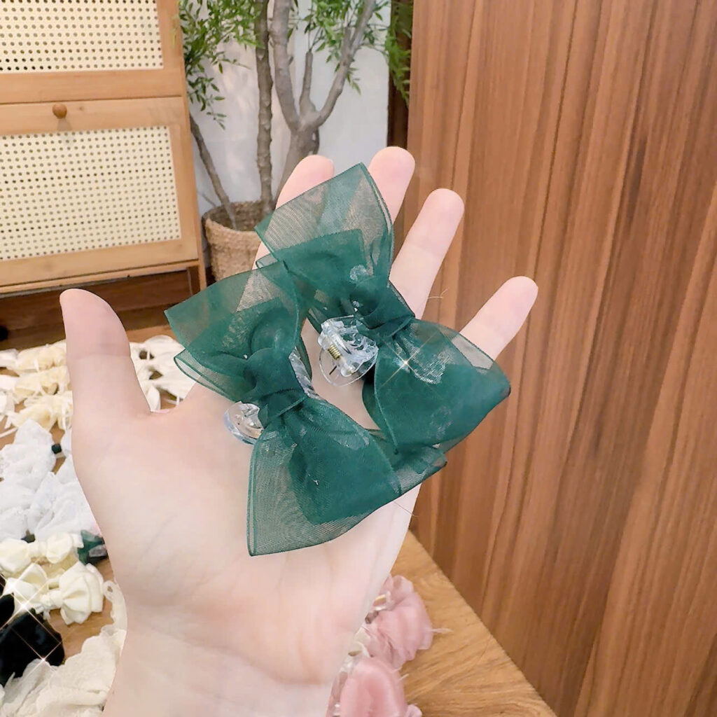 Sét 2 Kẹp tóc gắp NƠ XANH B2923