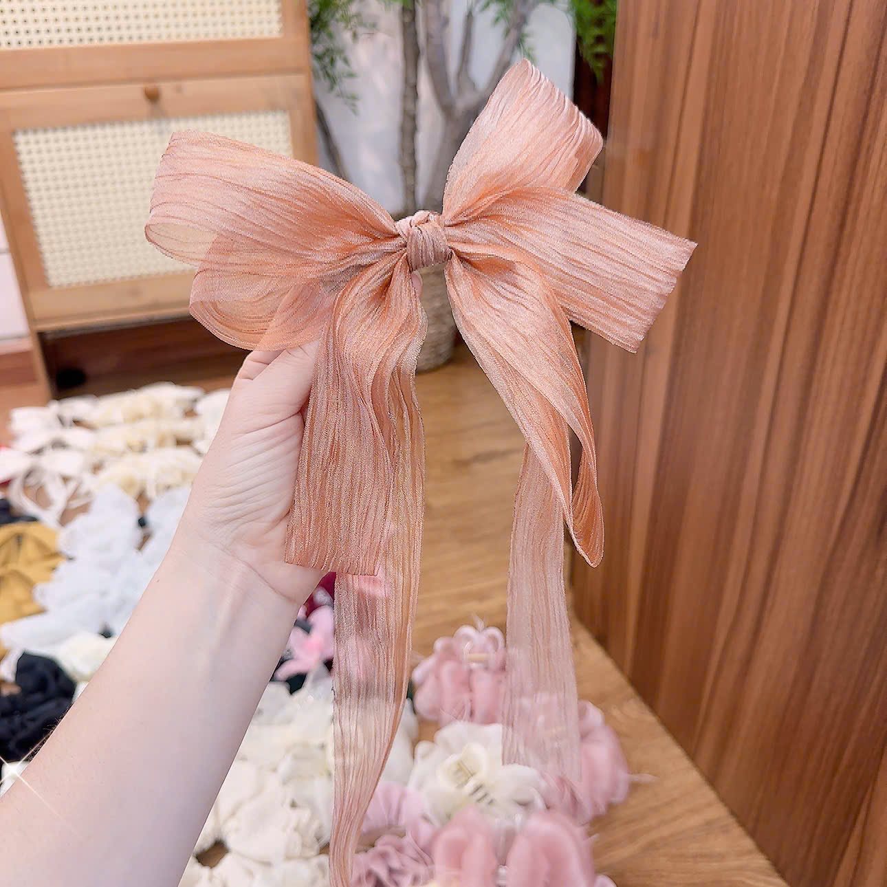 KẸp tóc NƠ VOAN MÀU vCAM óng đẹp B2927