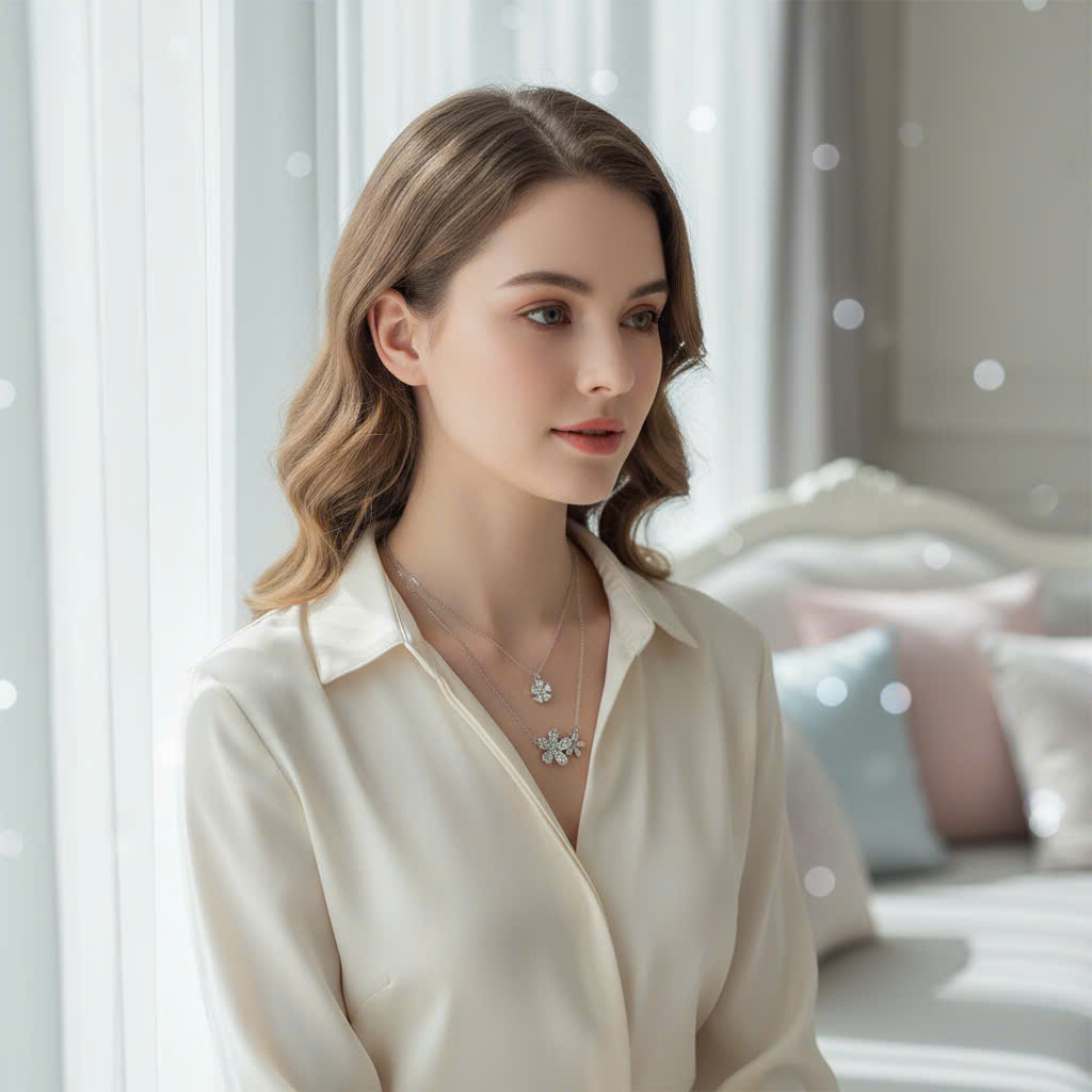 Dây chuyền tầng đá zirrcon cao cấp xi bạc 925 B02692