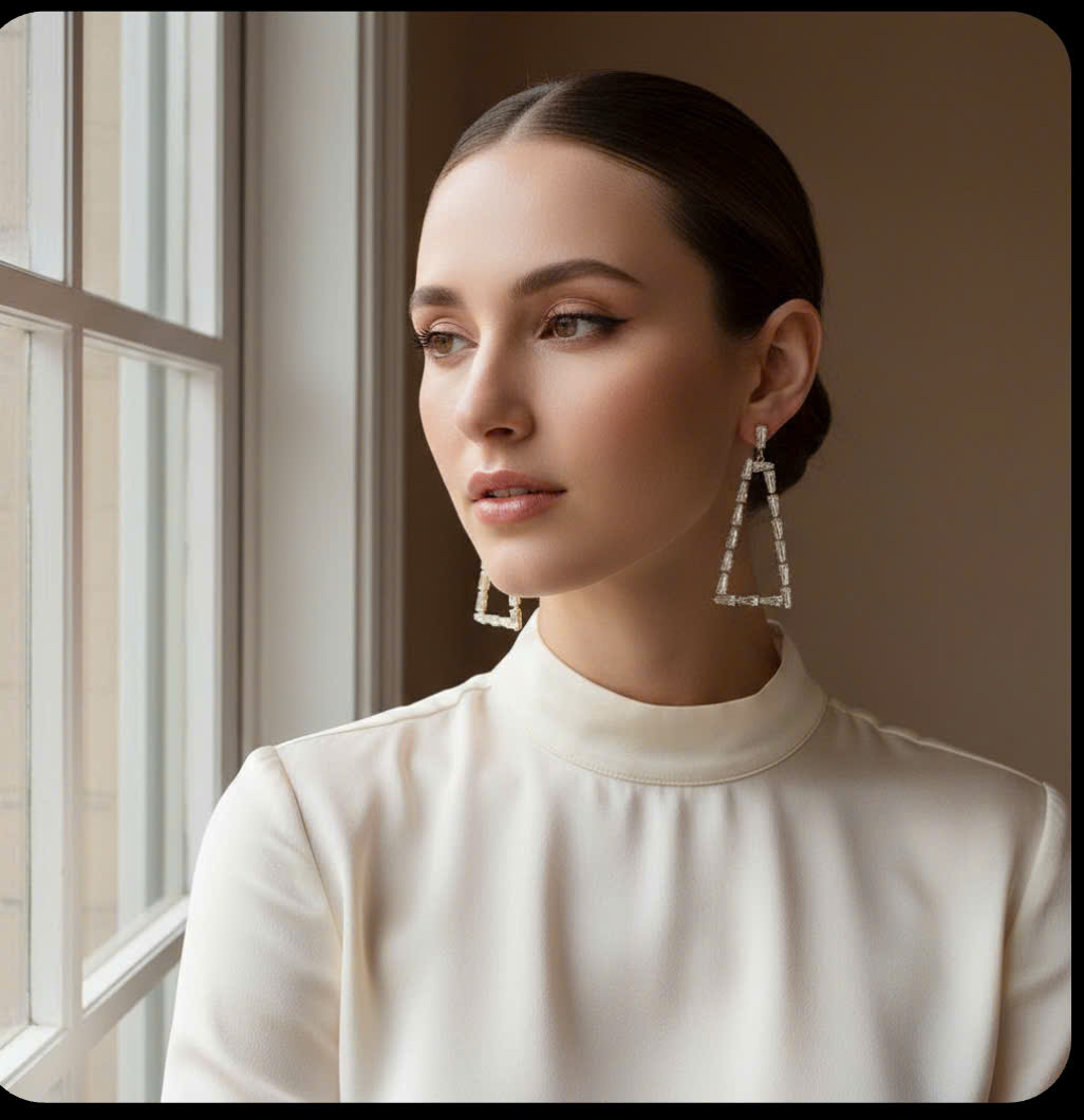 Bông tai hình học FULL ĐÁ zircon cao cấp thiết kế độc đáo AB04297