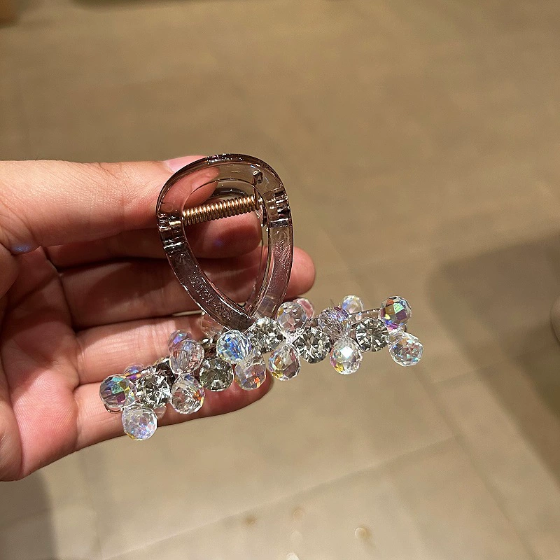 Kẹp tóc càng cua 8cm HOA ĐÁ pha lê mix TRẮNG ÁNH màu cao cấp thiết kế sang trọng, độc đáo B3016