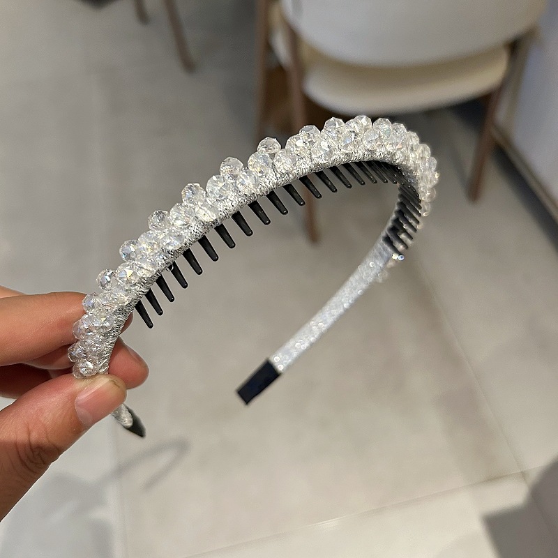 Cài tóc phồng tóc có răng đá TRẮNG cao cấp, thiết kế đẹp sang trọng B2997