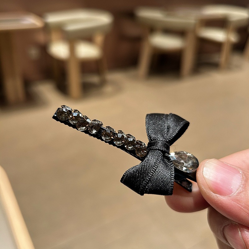 Kẹp mỏ vịt NƠ ĐEN đính đá, phụ kiện kẹp tóc nữ xinh đẹp,kẹp mái đính đá B3010