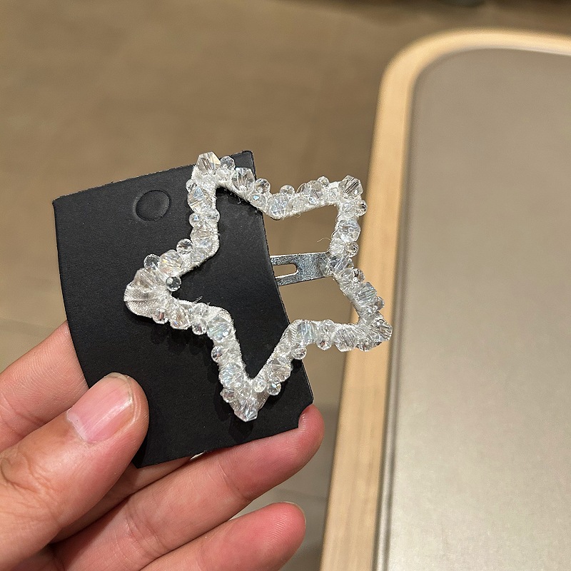 Kẹp mái ngôi sao pha lê đá TRẮNG, phụ kiện tóc cao cấp thiết kế độc đáo B2999