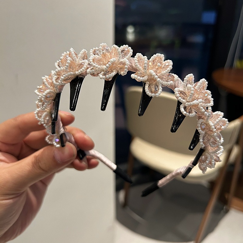 Cài tóc có răng phồng tóc HOA HỒNG PHA lê cổ điển cao cấp, thiết kế độc đáo sang trọng B3009