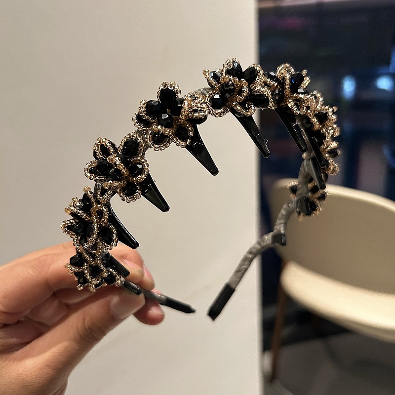 Cài tóc có răng phồng tóc HOA ĐEN PHA lê cổ điển cao cấp, thiết kế độc đáo sang trọng B3008