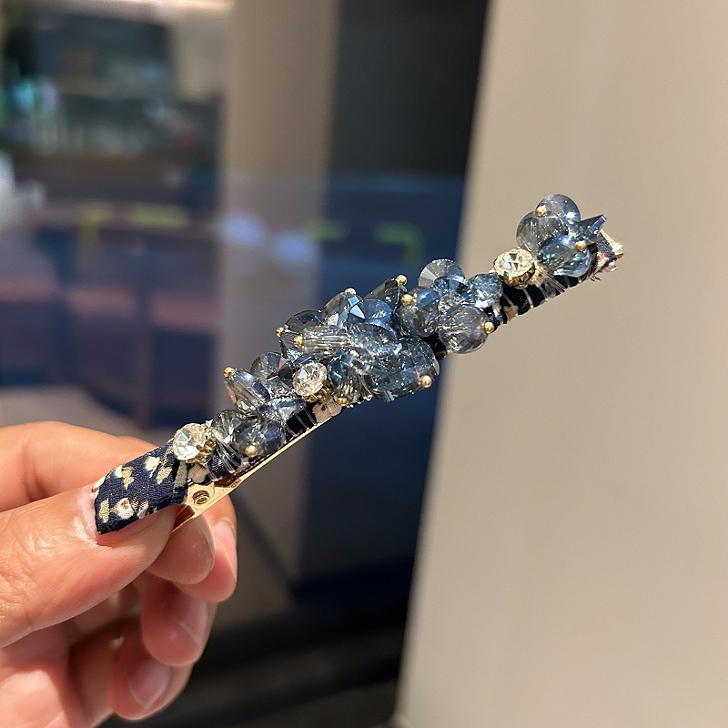 Kẹp tóc mỏ vịt Pha lê đá xanh cao cấp, thiết kế độc đáo sang trọng B3011