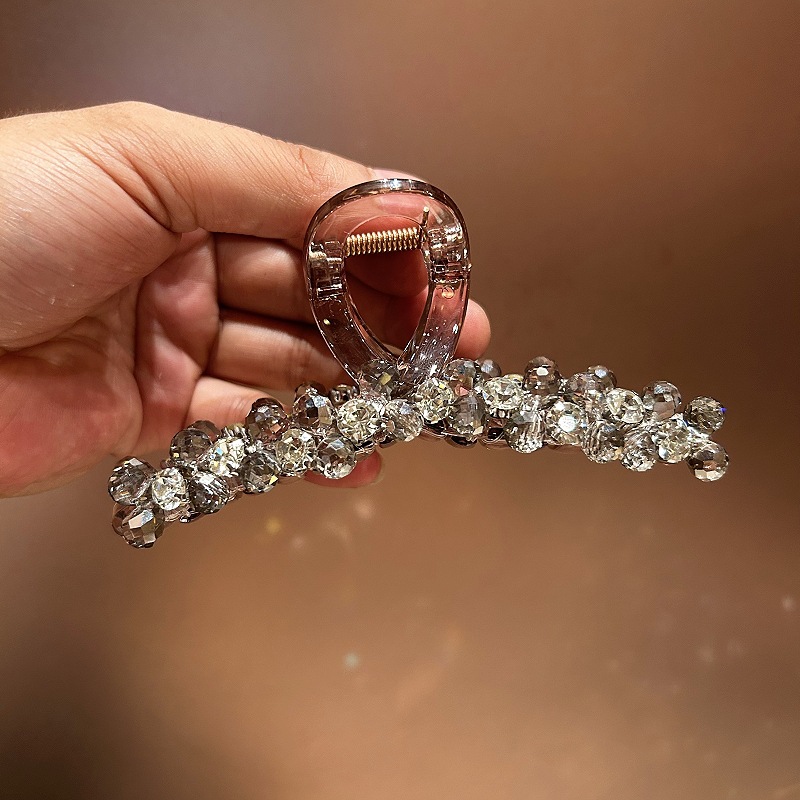 Kẹp càng cua lớn 13cm Pha lê XÁM cao cấp thiết kế sang trọng, độc đáo B3017