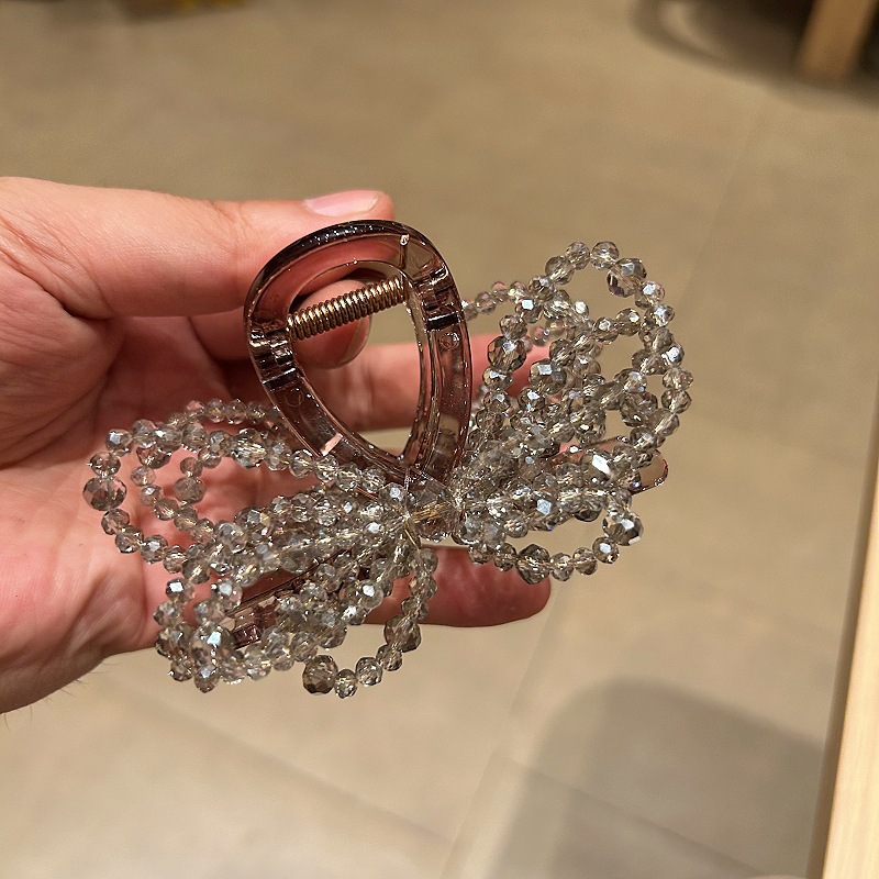 Kẹp tóc càng cua 8cm HOA XÁM thiết kế HÀN QUỐC cao cấp sang trọng B3020