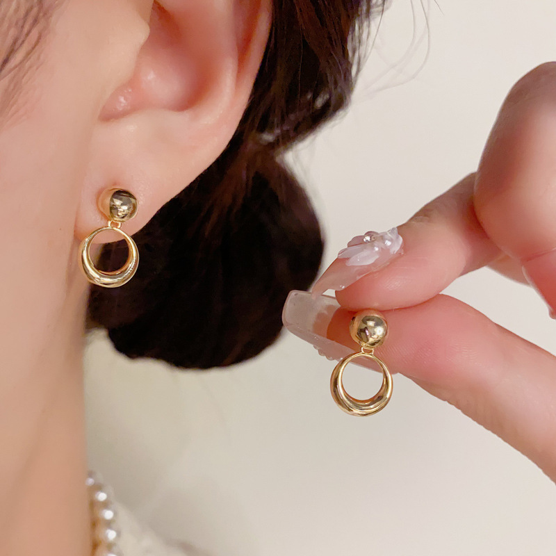 Bông tai hình học xi vàng pha cao cấp, bông tai thiết kế basic nhỏ xinh đơn giản B3093