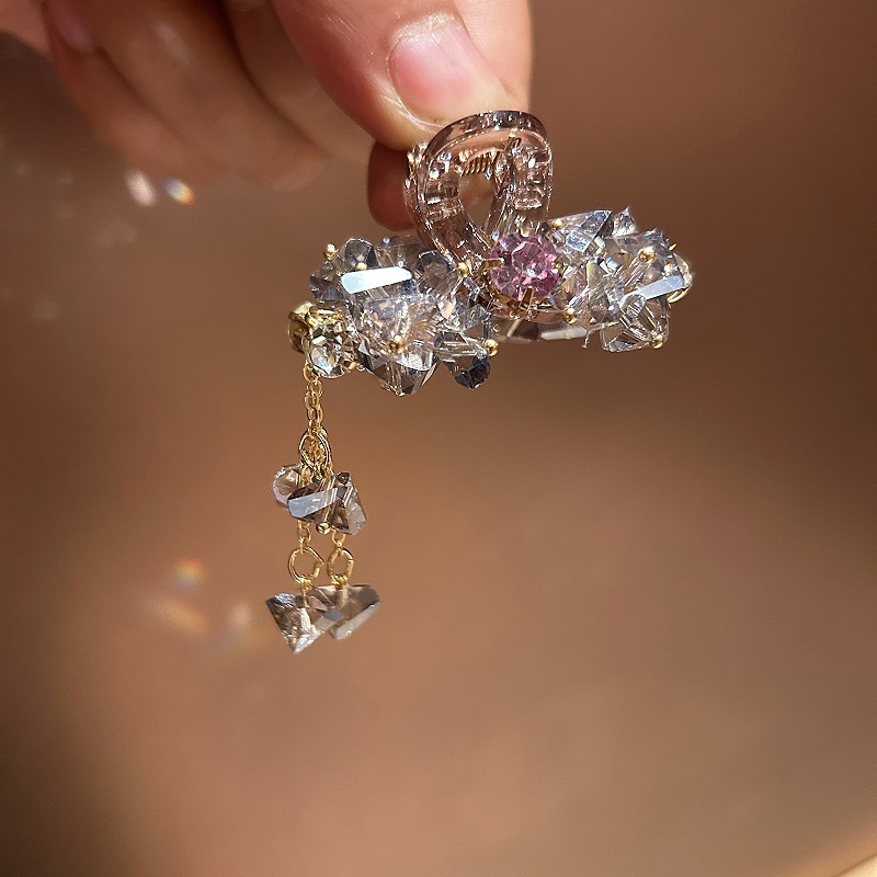 Kẹp gắp nhí Pha lê nơ TÍM cao cấp, kẹp tóc nữ thiết kế đôc đáo, sang trọng B3030