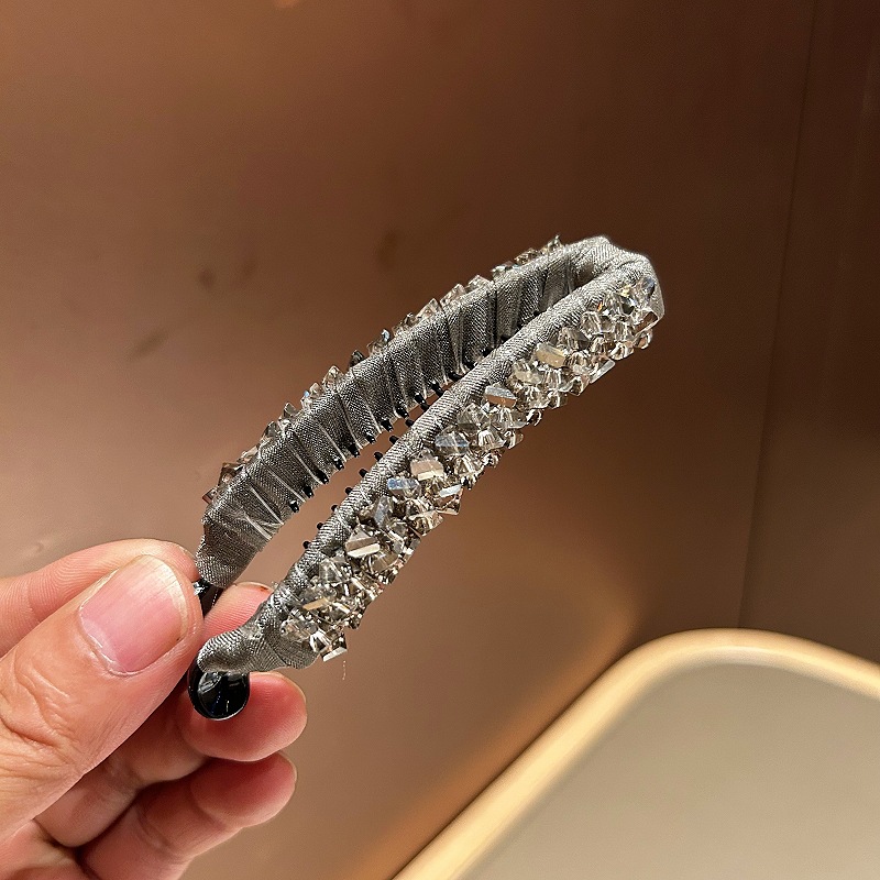 Kẹp tóc cao cấp, Kẹp dọc phồng tóc có răng pha lê XÁM thiết kế sang trọng B3032