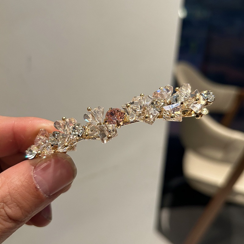 Kẹp tóc Pha lê đá HỒNG cao cấp, phụ kiện tóc nữ đẹp thiết kế độc đáo sang trọng B3033