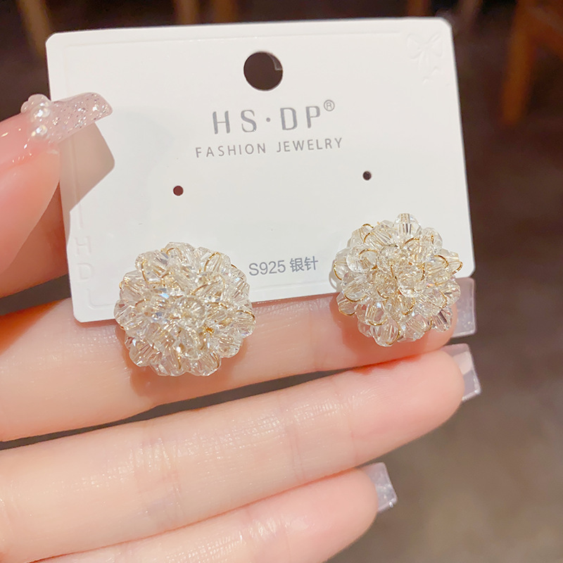 Bông tai pha lê xi vàng pha cao cấp B3109