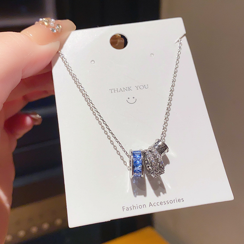 Dây chuyền mặt nhẫn đá xanh lá cao cấp ‘LOVE IS Around’ xi bạc 925 B2968