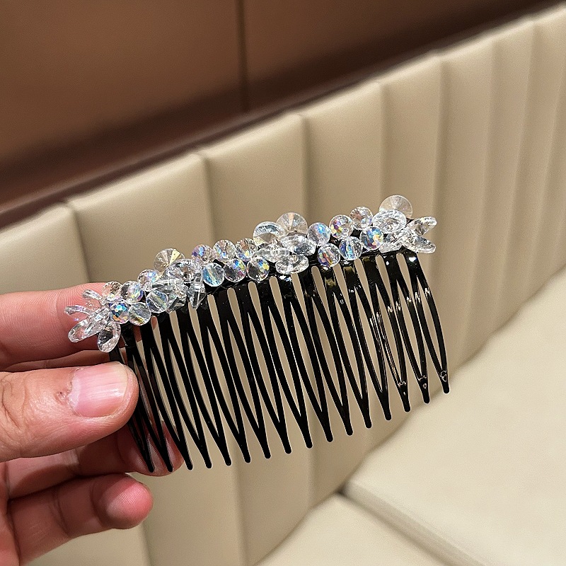 Xược tóc cài pha lê TRẮNG ÁNH MÀU cao cấp, phụ kiện tóc cao cấp quà tặng đẹp B2992