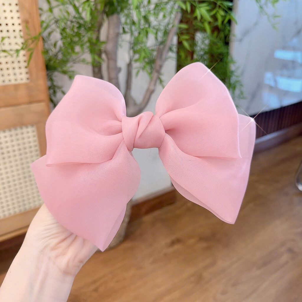 Kẹp tóc nữ dạng bấm NƠ màu HỒNG TÍM đẹp B3040