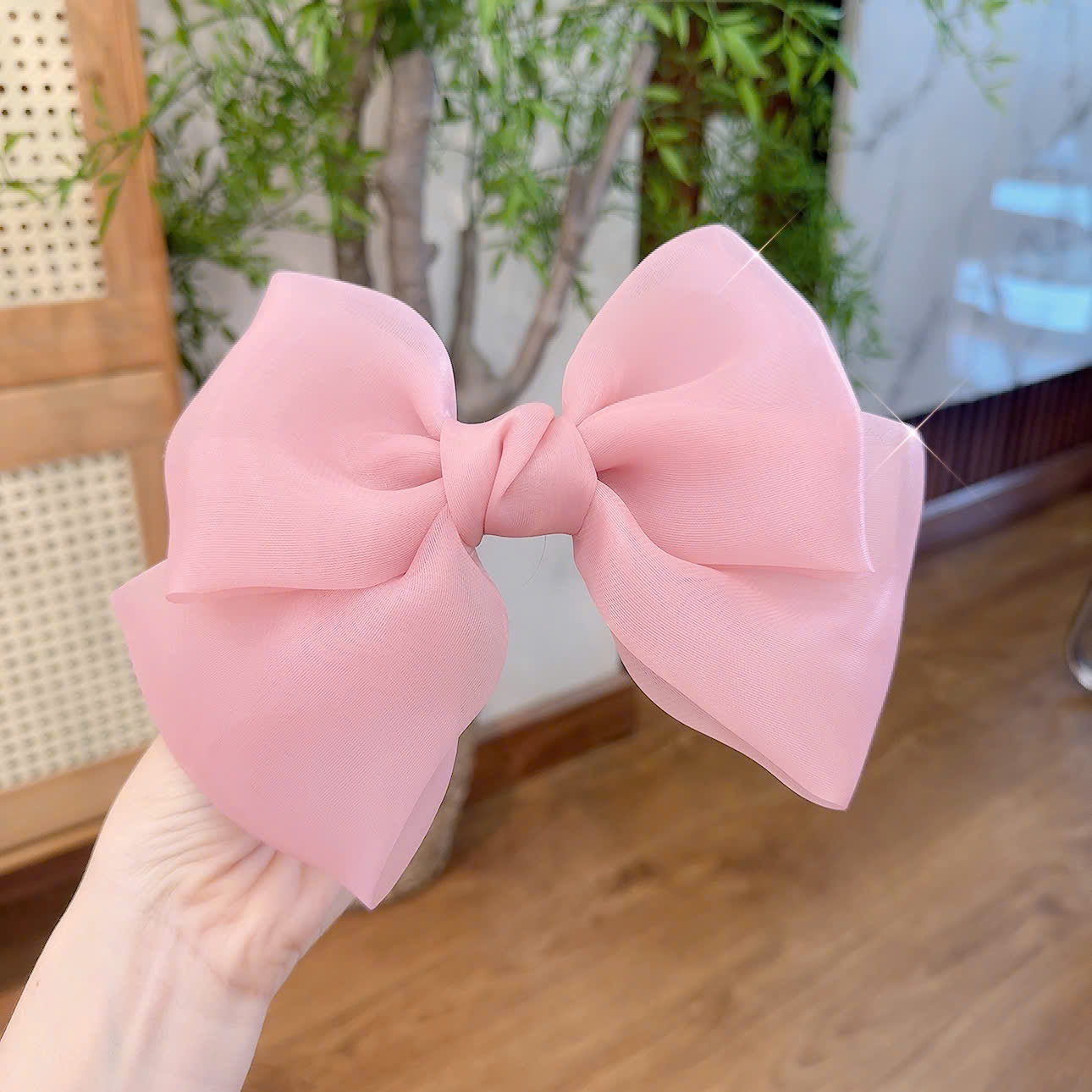 Kẹp tóc nữ dạng bấm NƠ màu HỒNG TÍM đẹp B3040