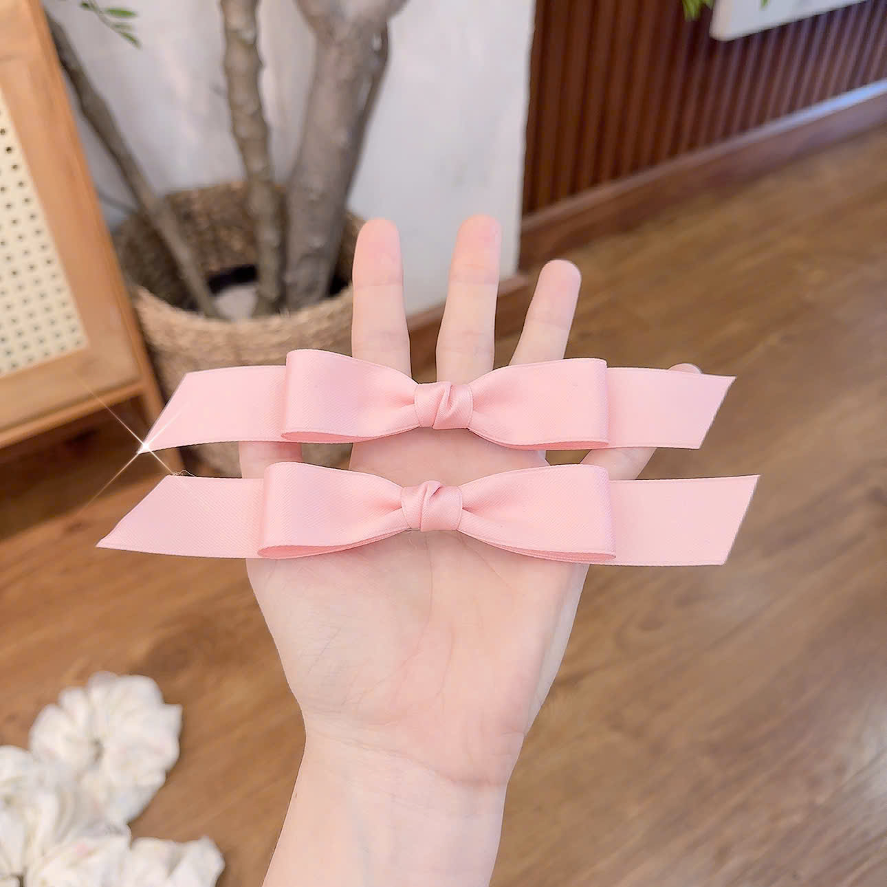 Sét 2 kẹp mỏ vịt nơ HỒNG B3044