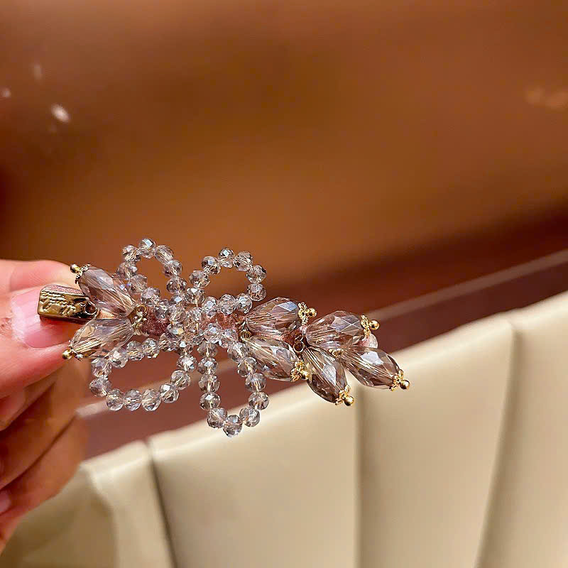 Kẹp mái tóc mỏ vịt HOA pha lê HỒNG TÍM cao cấp thiết kế sang trọng, độc đáo B3005