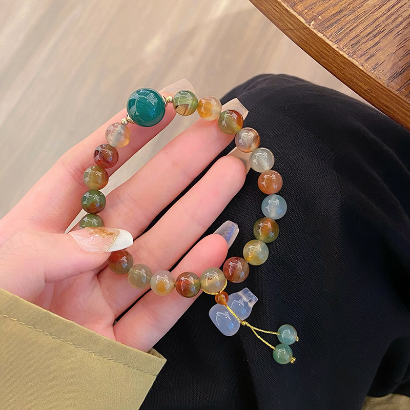 Vòng tay nữ MÃ NÃO màu sắc mặt HỒ LÔ cao cấp freesize, Lắc tay thiết kế Hàn Quốc, quà tặng bạn gái độc đáo B3641