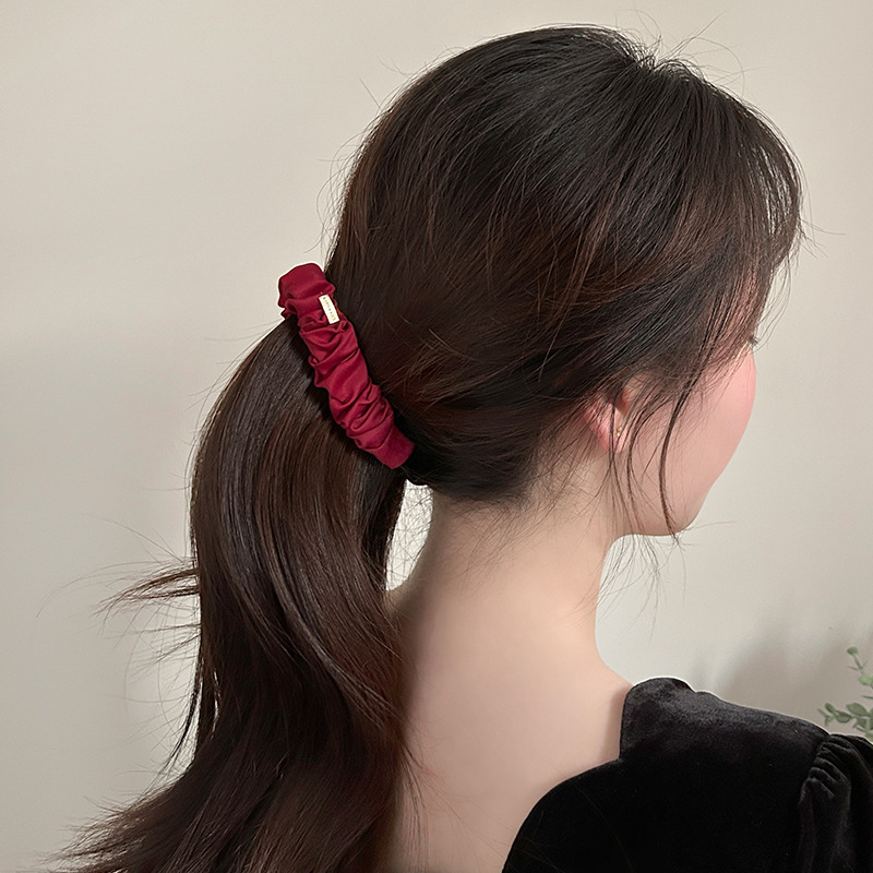 Kep dọc xếp ly đơn giản màu ĐỎ, phụ kiện kẹp tóc độc đáo B3404