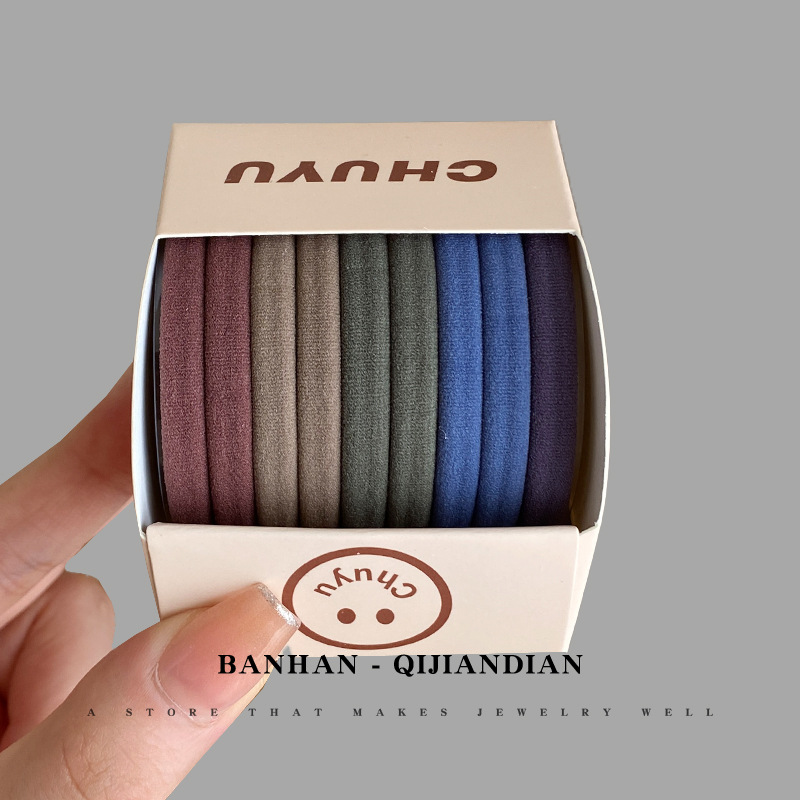 Sét 9 cột tóc thun cao cấp, phụ kiện thun cột tóc cao cấp B3406