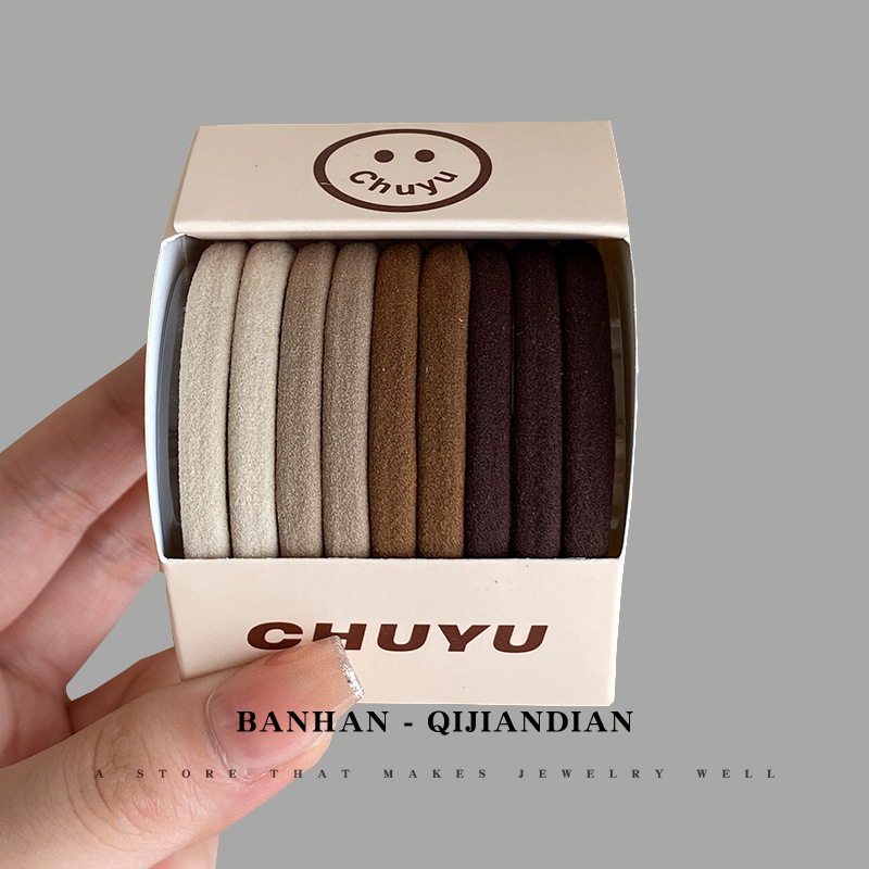 Sét 9 cột tóc thun cao cấp nhiều màu, phụ kiện tóc độc đáo thun cao cấp B3407