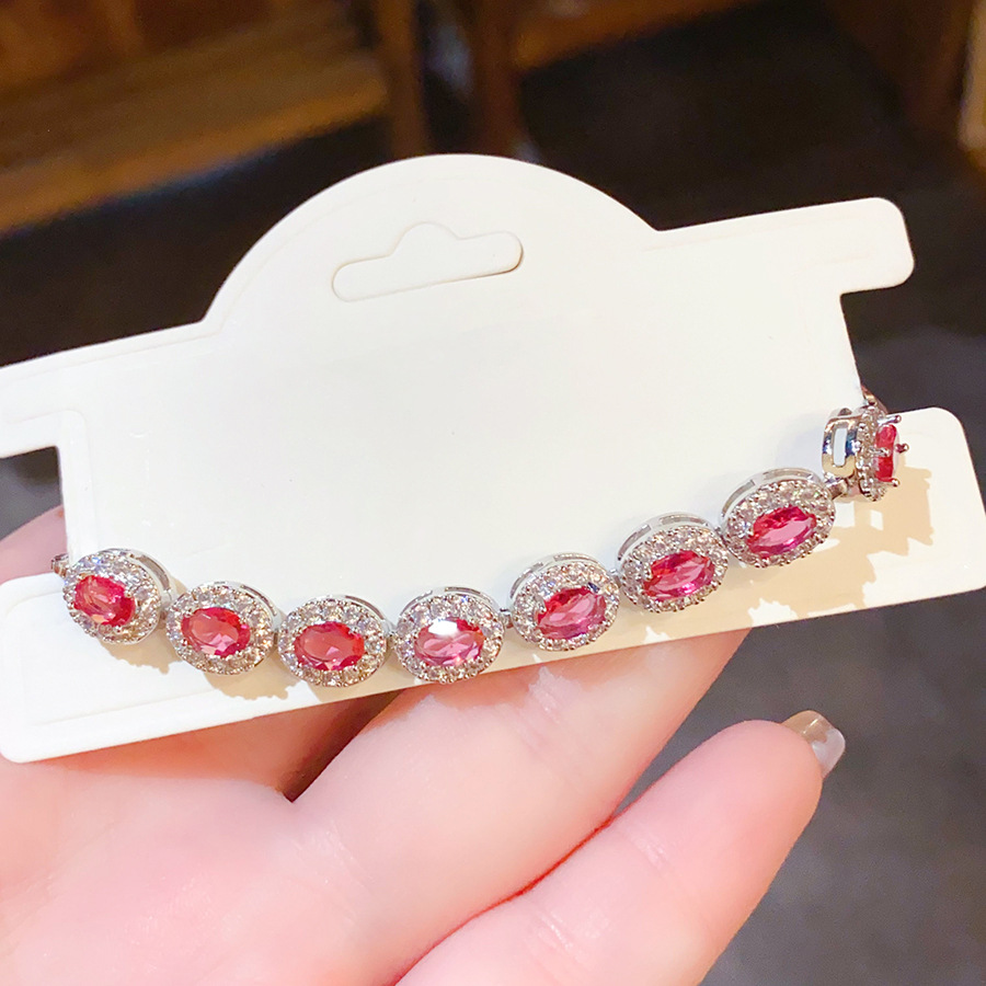 Lắc tay ĐÁ ĐỎ viền đá zircon xi bạc 925 cao cấp, lắc tay nữ đẹp, phụ kiện quà tặng bạn gái đẹp B3251