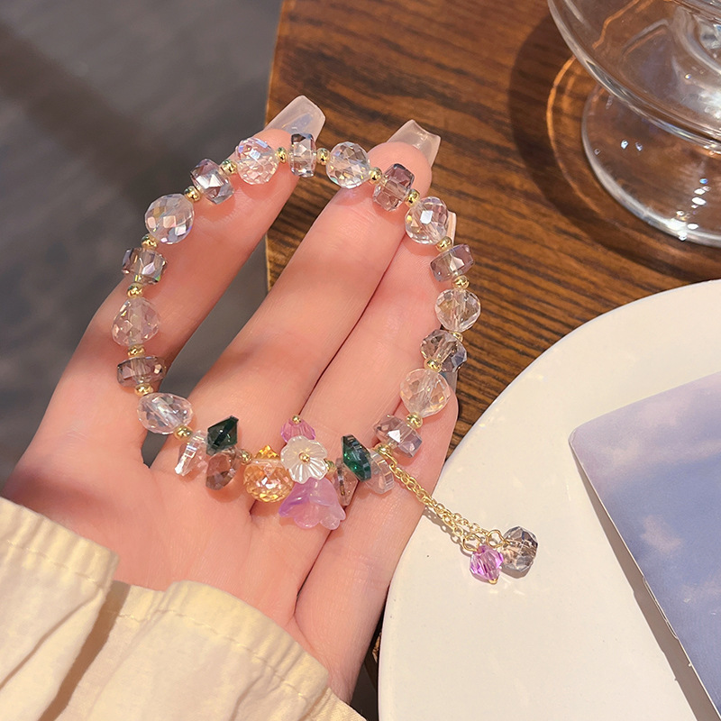 Vòng tay nữ pha lê HỒNG TÍM cao cấp freesize, Lắc tay thiết kế Hàn Quốc, quà tặng bạn gái độc đáo B3646