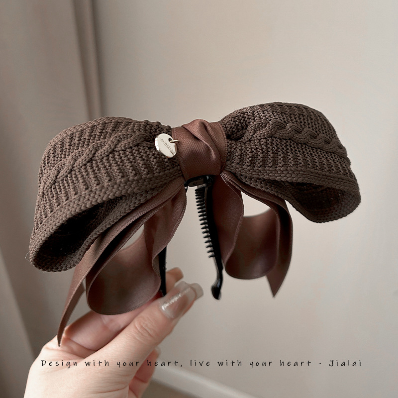 Kẹp dọc tóc NƠ tầng NÂU cao cấp, phụ kiện kẹp tóc nữ ĐẸP, quà tặng bạn gái độc đáo B3432