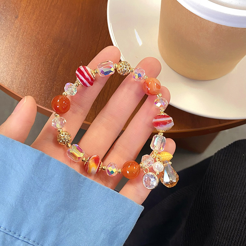 Vòng tay nữ GIỌT NƯỚC pha lê tone CAM cao cấp freesize, Lắc tay thiết kế Hàn Quốc, quà tặng bạn gái độc đáo B3645
