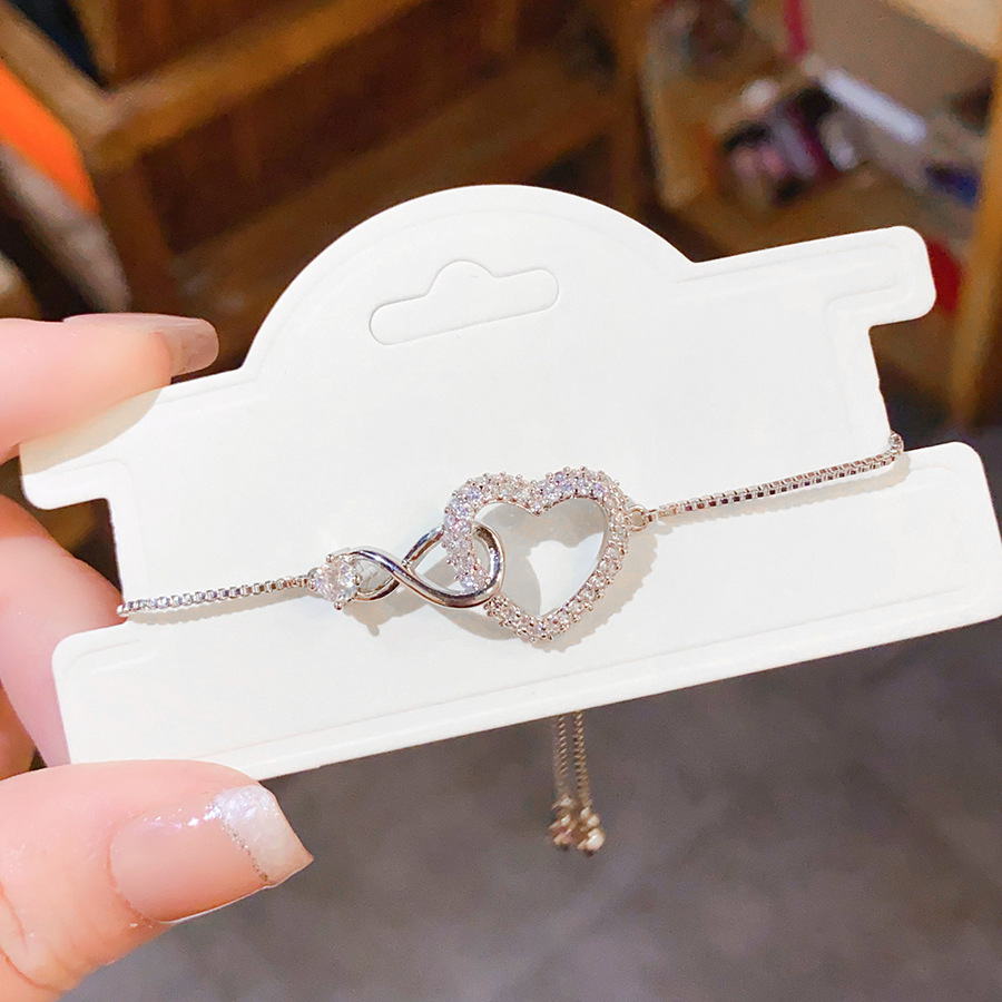 Lắc tay FREESIZE TRÁI TIm đính đá zircon xi bạc 925 cao cấp, lắc tay nữ đẹp, quà tặng xinh B3256