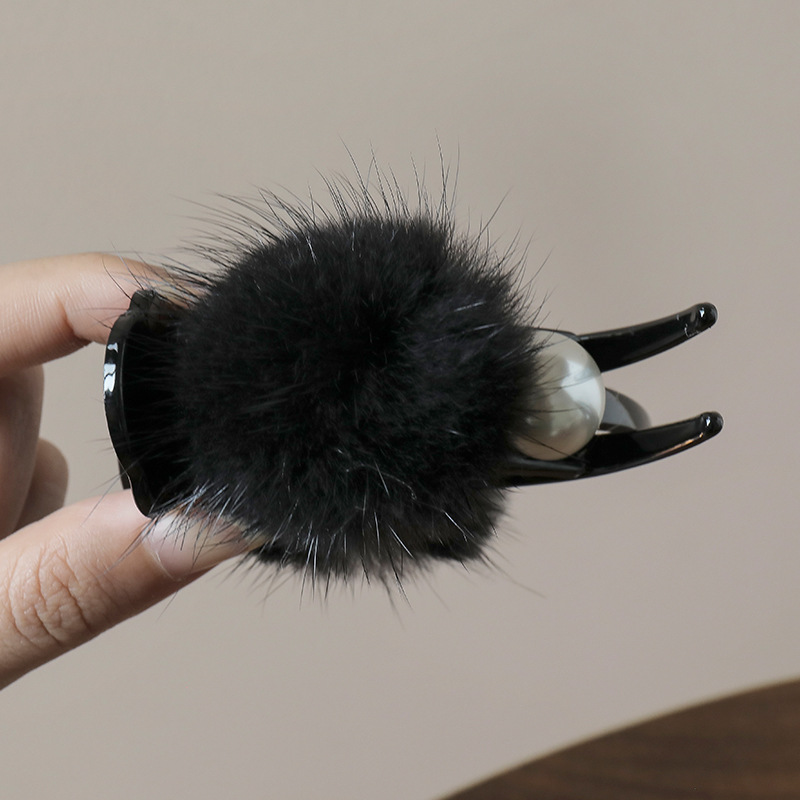 Kẹp tóc lông ngọc ĐEN cao cấp, phụ kiện kẹp tóc nữ đẹp B3317