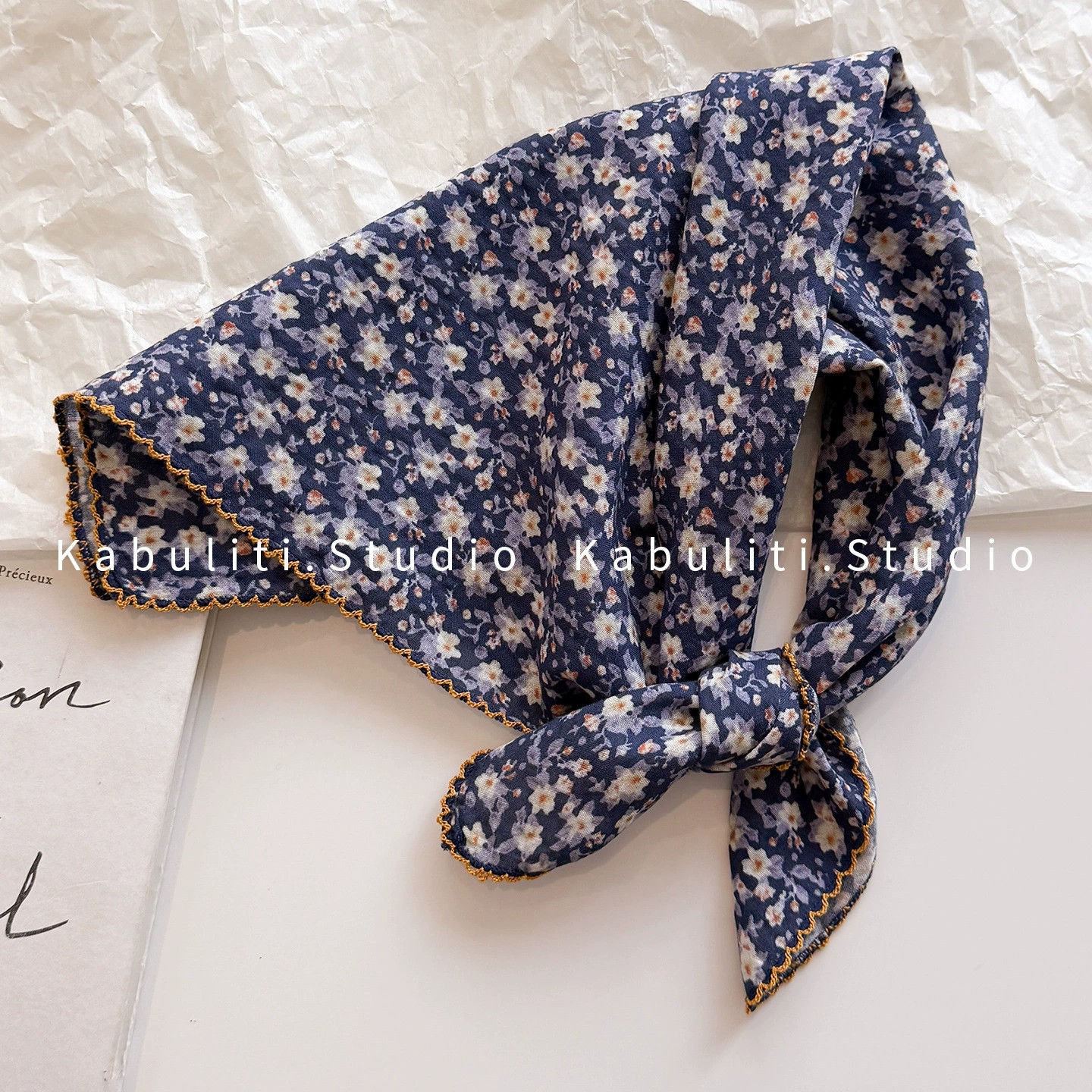 Băng đô, khăn quàng cổ vải lanh HOA THỦY TIÊN tone TÍM, phụ kiện tóc độc đáo B3139