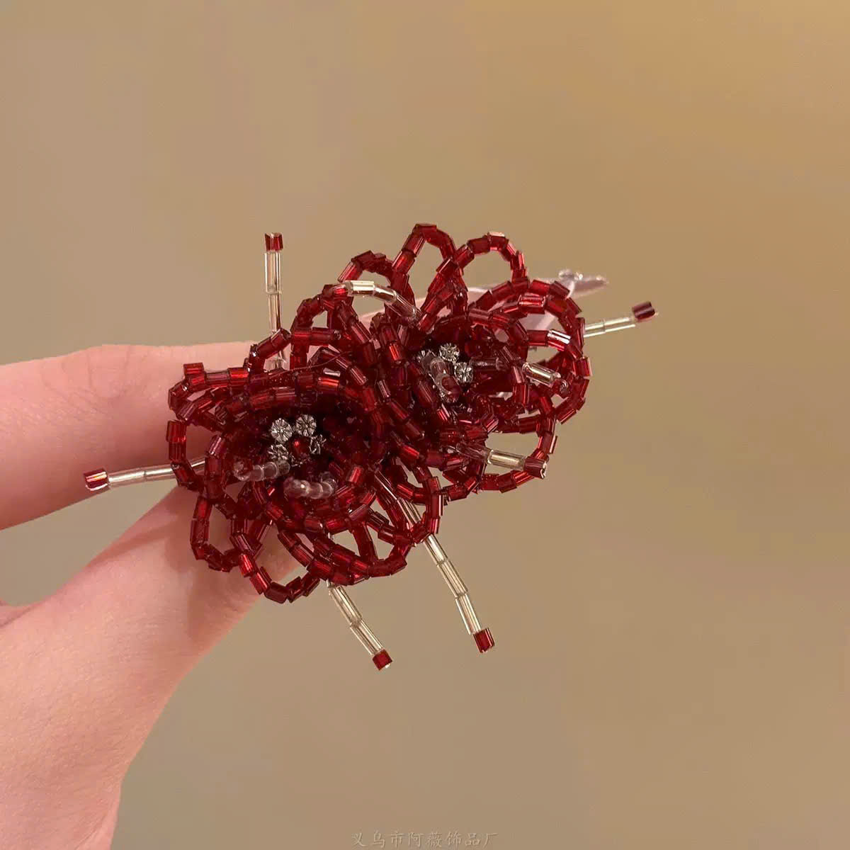 Bông tai HOA ĐỎ thiết kế HÀn quốc độc đáo, phụ kiện bông tai cao cấp đi tiệc sang trọng B3289