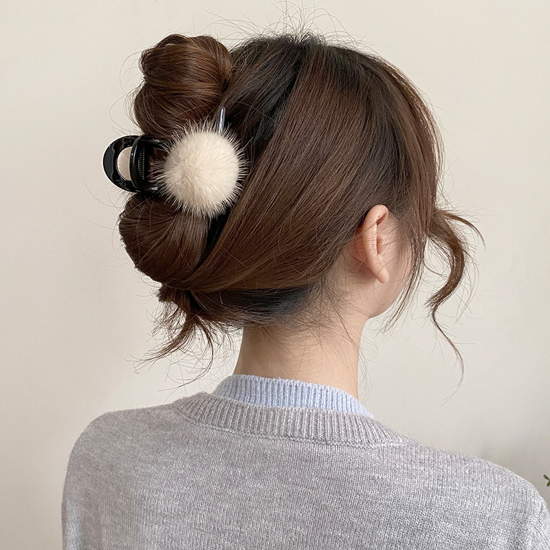 Kẹp gắp tóc 8cm cao cấp cục bông KEM, phụ kiện tóc nữ đẹp, kẹp càng cua cao cấp B3310