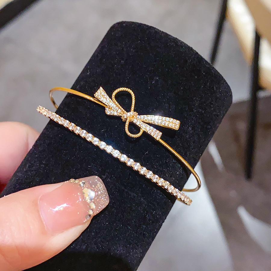 Vòng tay nơ đá zircon xi vàng pha cao cấp, phụ kiện vòng tay nữ đẹp thời trang thiết kế B3261