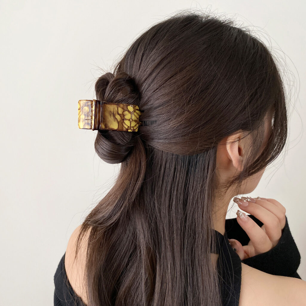 Kẹp tóc nữ 5 răng cao cấp loan màu Tone VÀNG ĐEN độc đáo, phụ kiện tóc cao cấp B3326