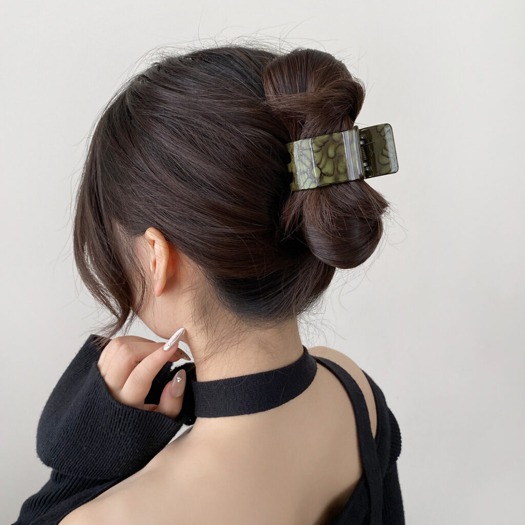 Kẹp tóc nữ 5 răng cao cấp loan màu Tone XANH LÁ ĐEN độc đáo, phụ kiện tóc cao cấp B3327