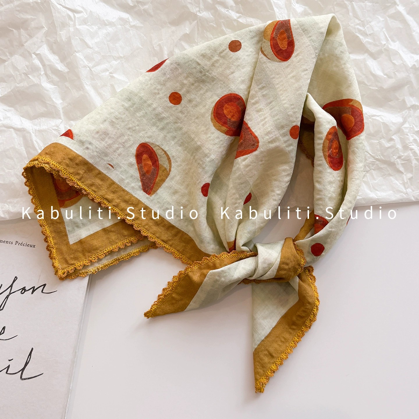 Băng đô, khăn quàng cổ vải lanh CHANH DÂY khung nghệ cao cấp, phụ kiện tóc độc đáo B3147